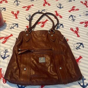 Medici Firenze Brown Leather Shoulder Bag with Slouchy Design, preowned